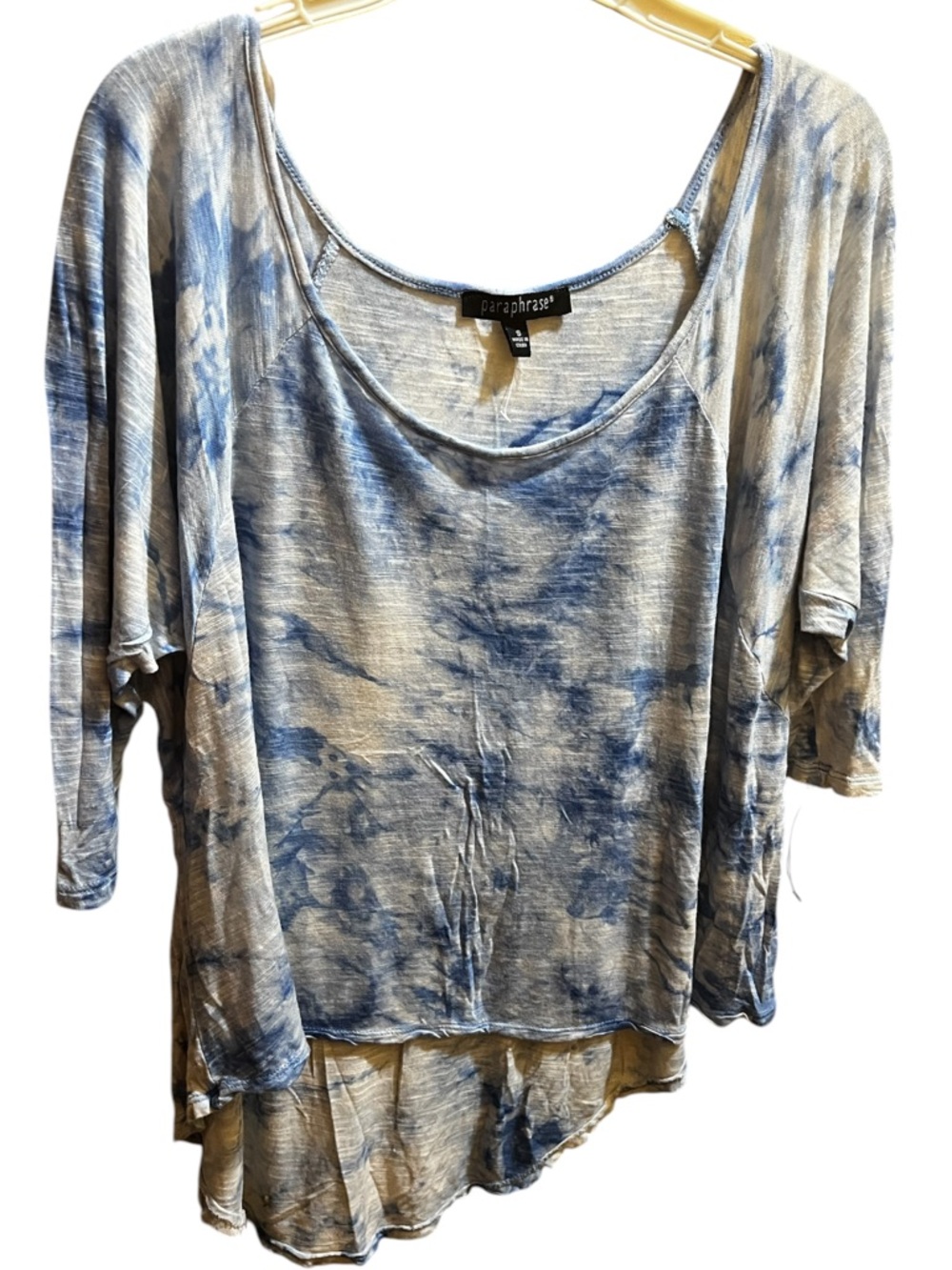 paraphrase Women's Blue Tie-Dye Scoop Neck High Low Top size S